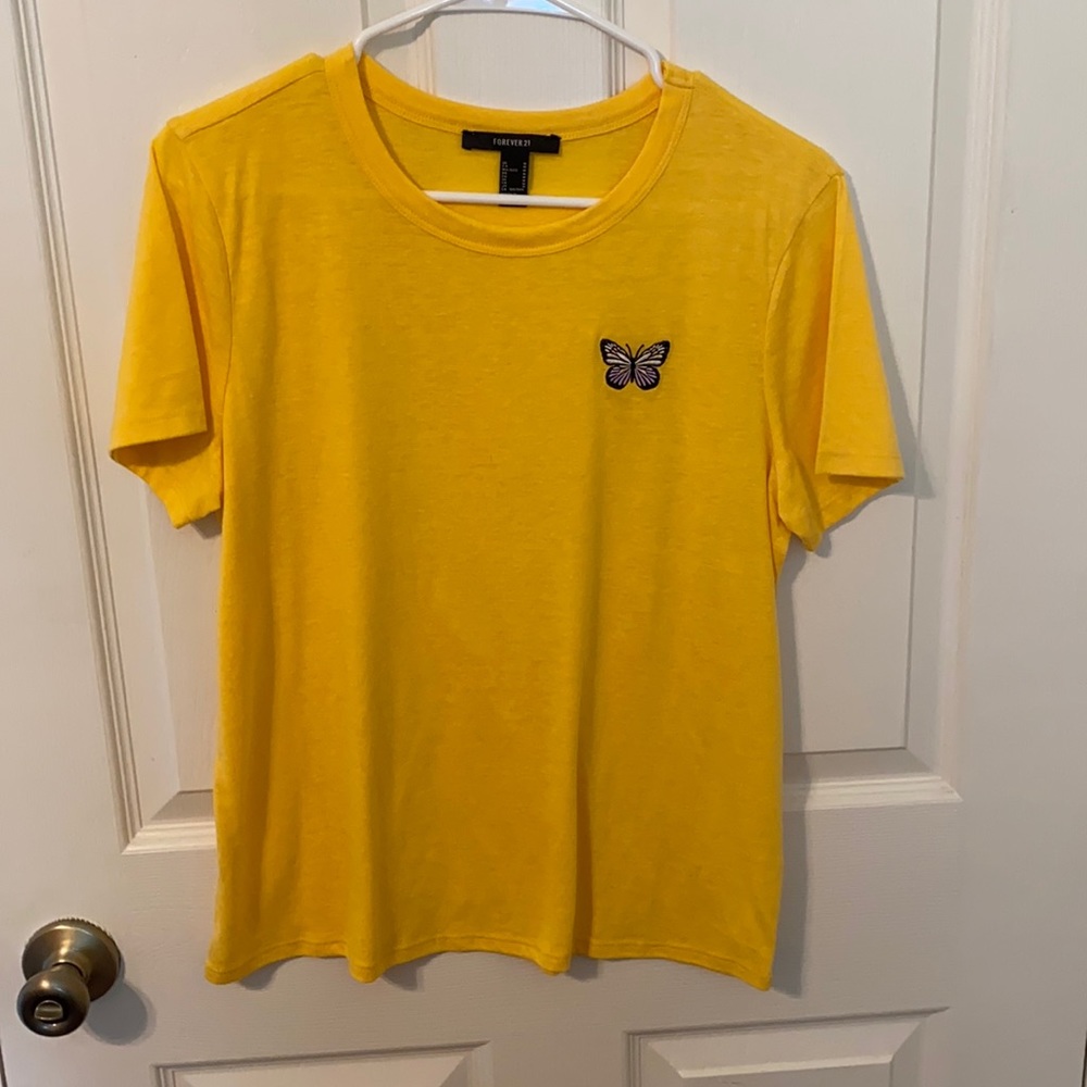 Forever21 yellow butterfly logo t-shirt